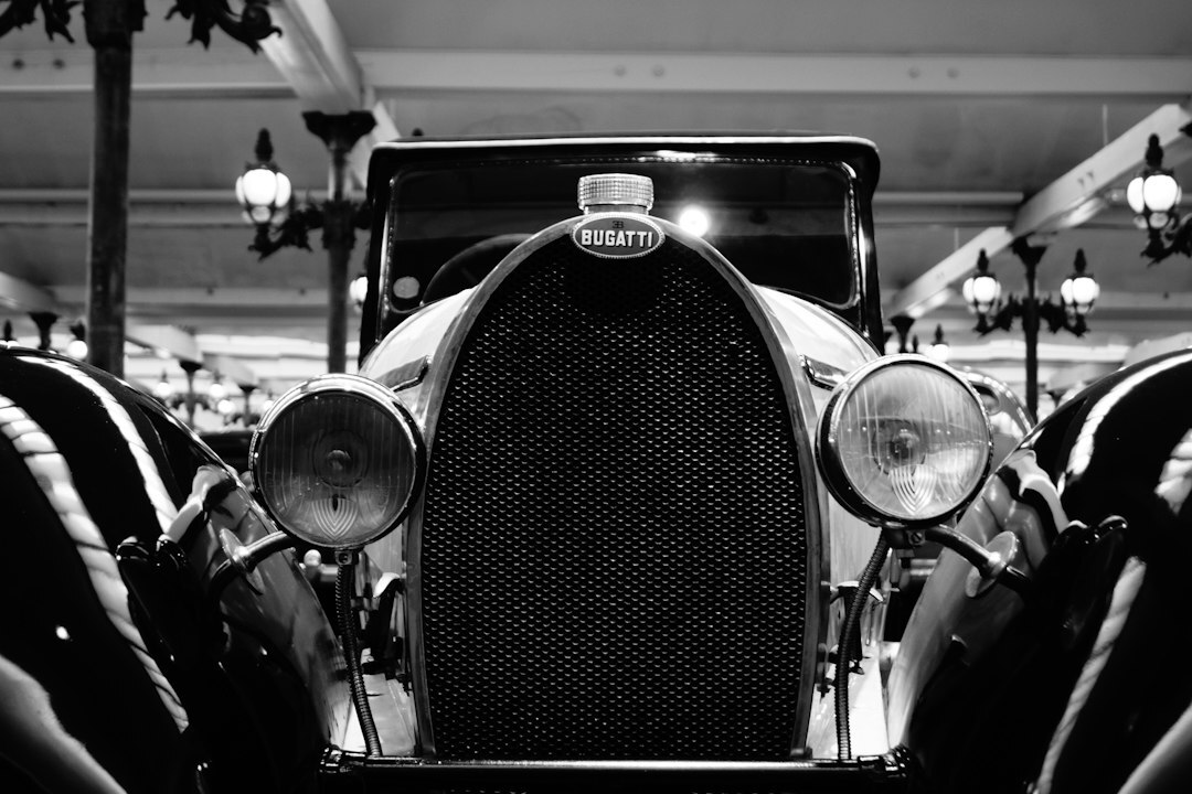 Elegant 1930s French roadster automobile photographed in studio