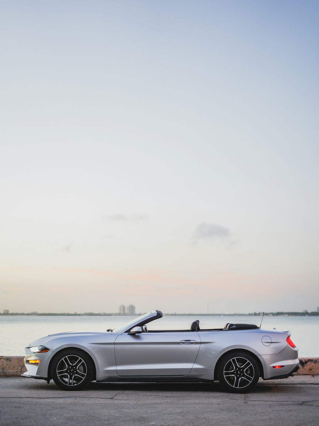 Exotic convertible parked on a Punta del Este street during summer season